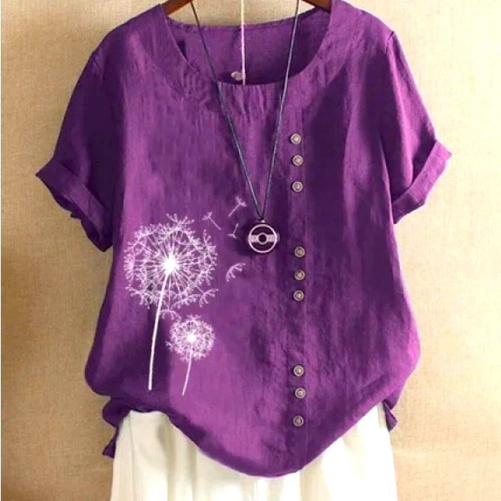 Purple Crew neck floral print purple Azzle top. Xl